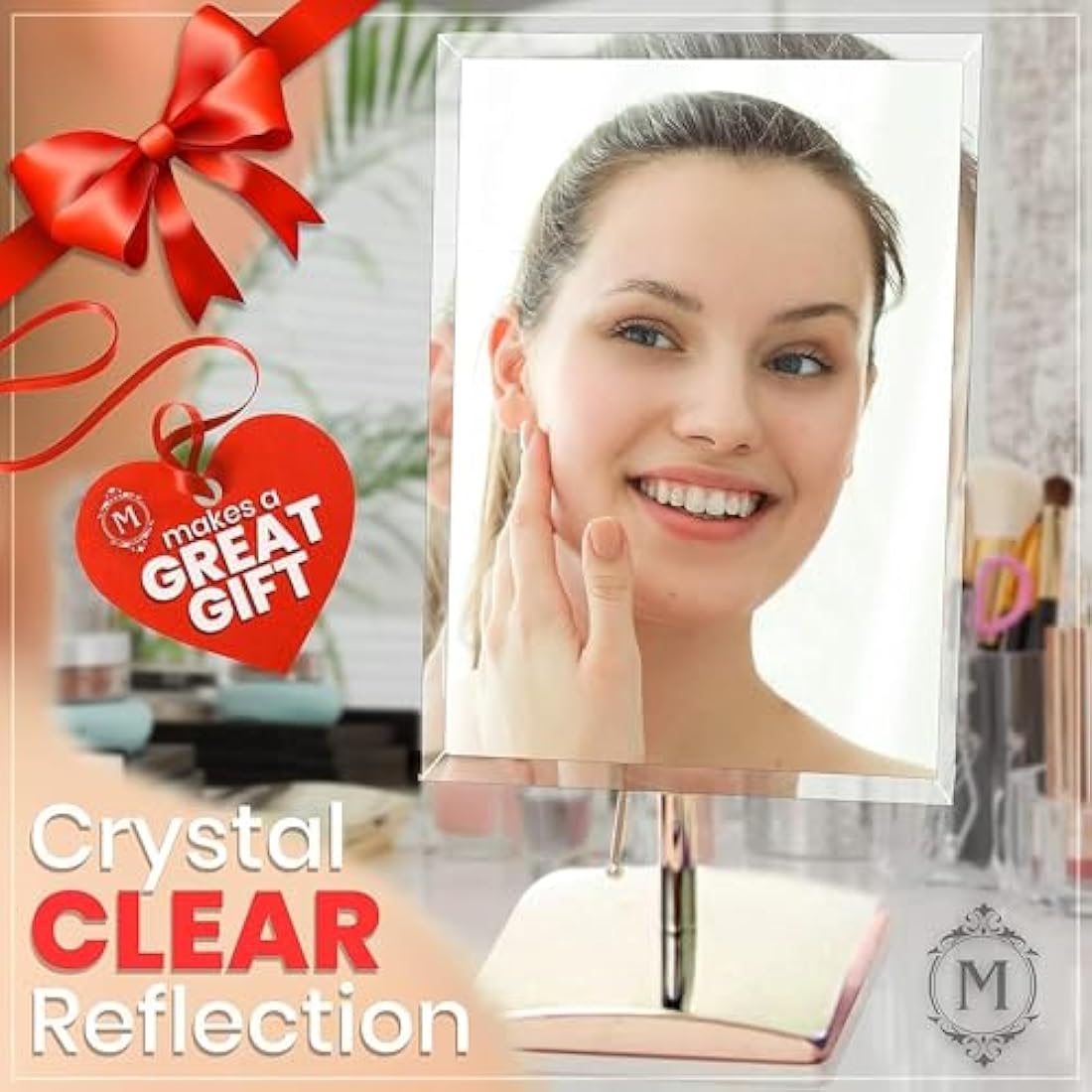 Mirrorvana Frameless Tabletop Vanity Mirror – Large Makeup Mirror
