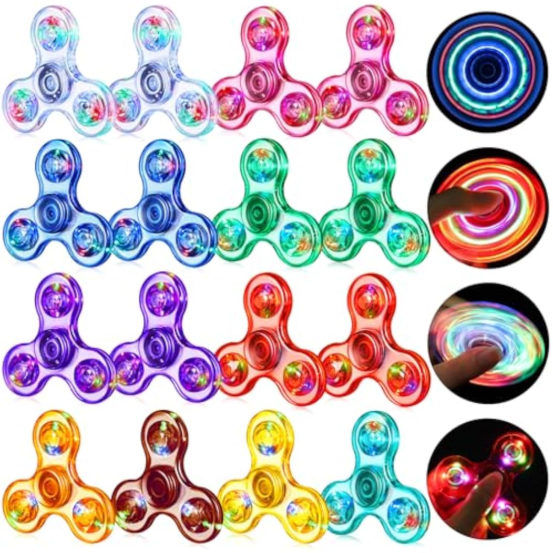 Gigilli LED Light Up Fidget Spinners – 16 Pack Glow in the Dark Party Favors