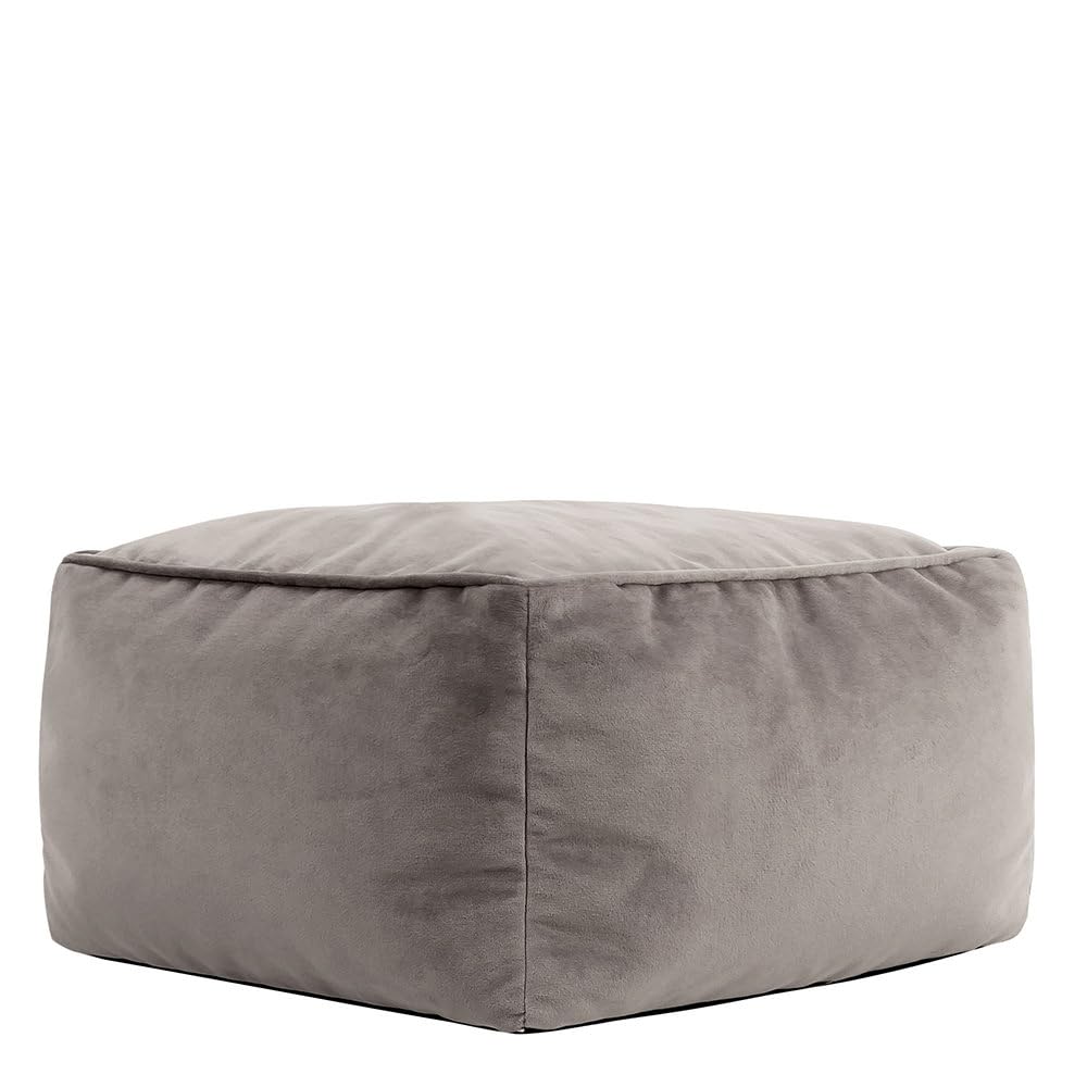icon Amara Velvet Bean Bag Footstool | Charcoal Grey Square Pouffe