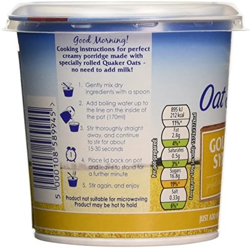 Quaker Oat So Simple Golden Syrup Porridge Pots - 57g (Pack of 8)