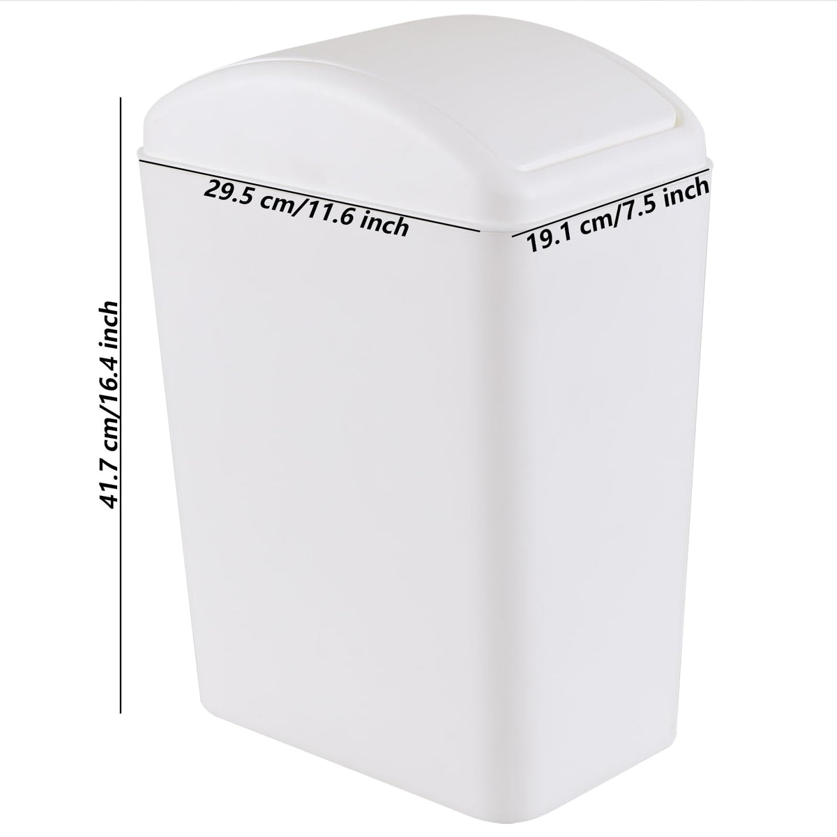 Afromy 15 L Swing Top Trash Can, Slim Kitchen Waste Bin - image 2