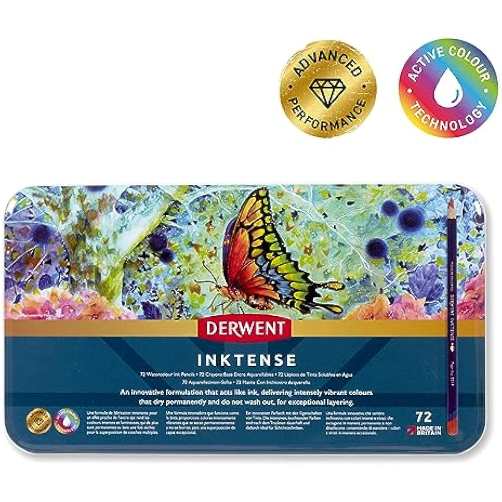 Derwent Inktense Permanent Watercolour Pencils - Set of 72 Tin