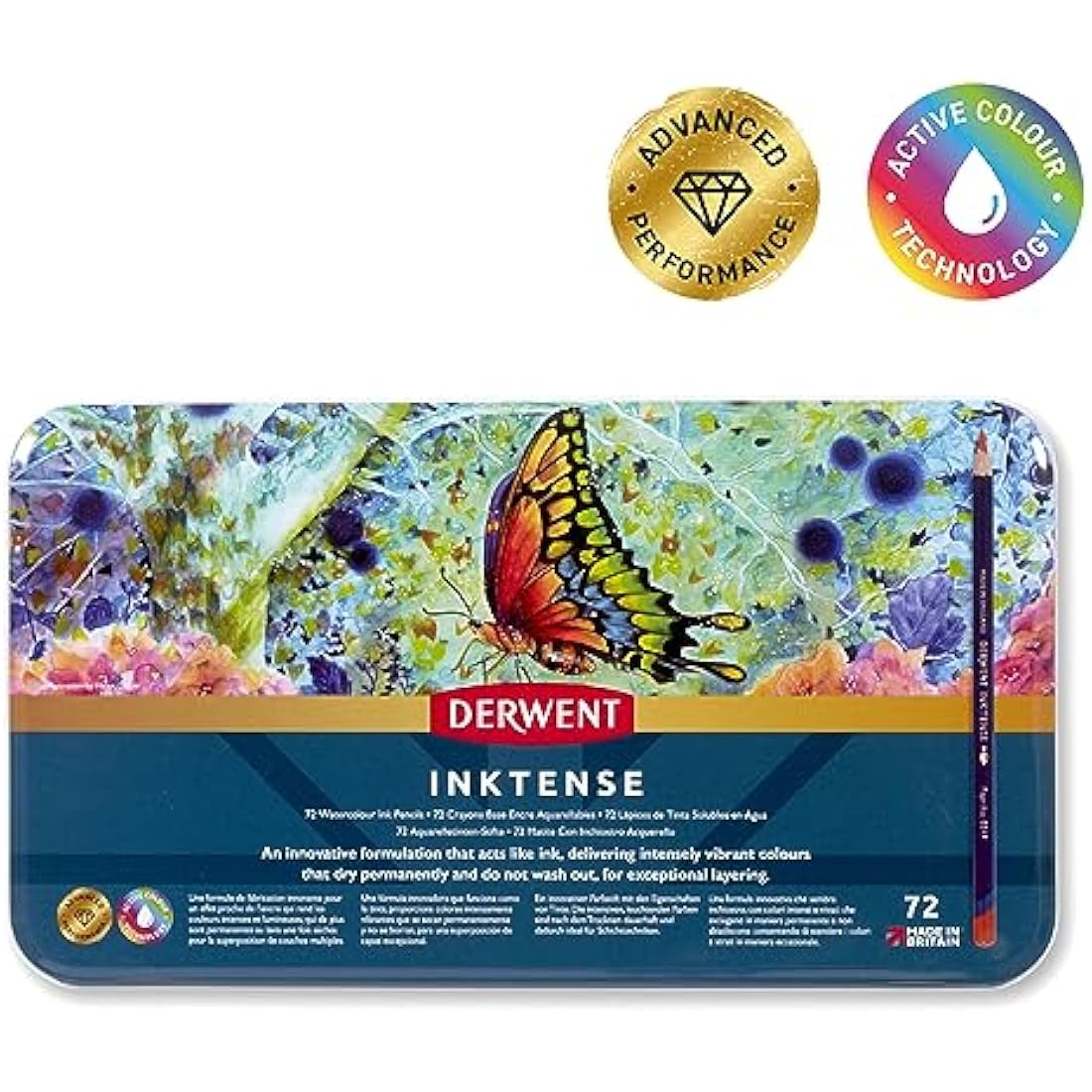 Derwent Inktense Permanent Watercolour Pencils - Set of 72 Tin