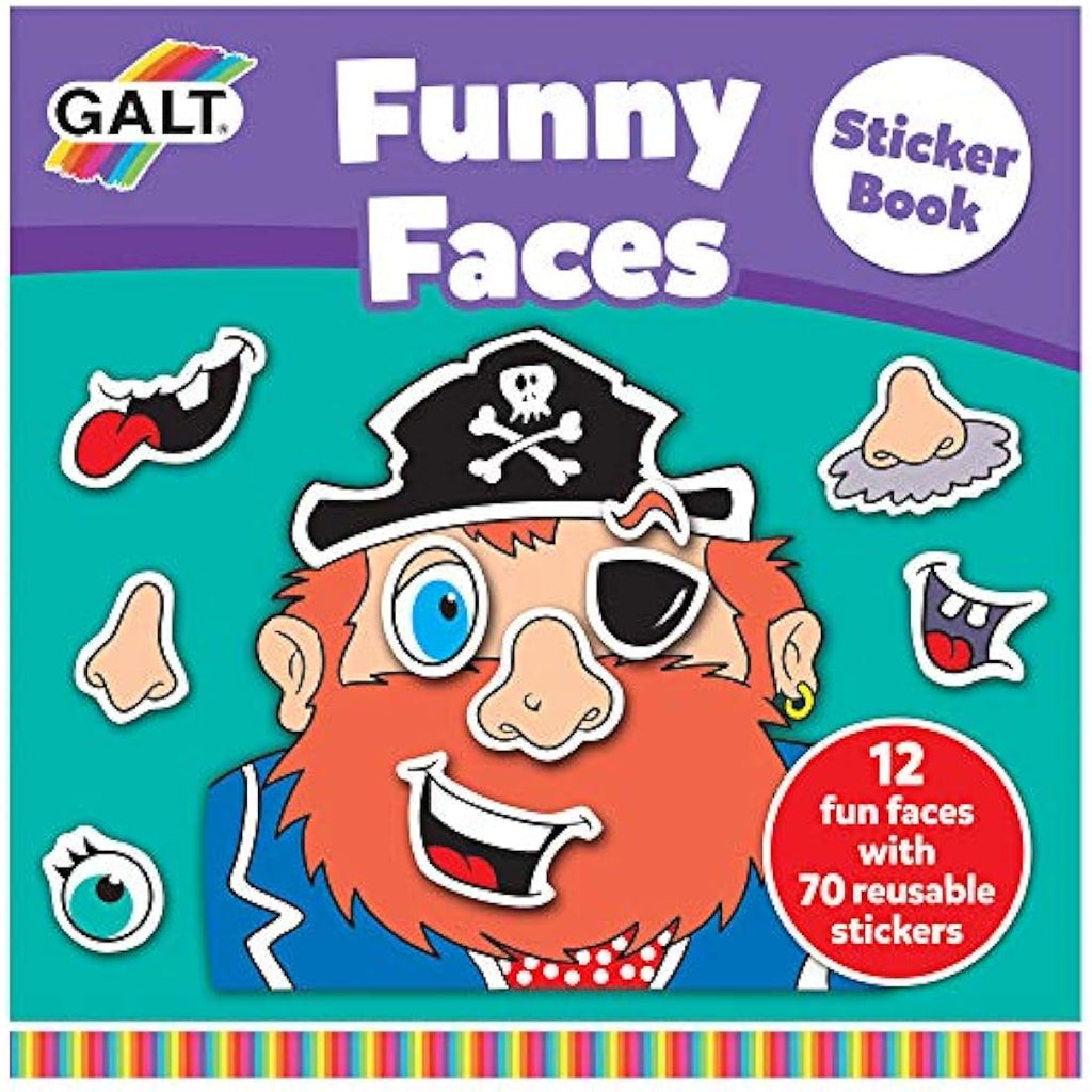 Galt Toys Funny Faces Sticker Book – Reusable Kids Activity Book