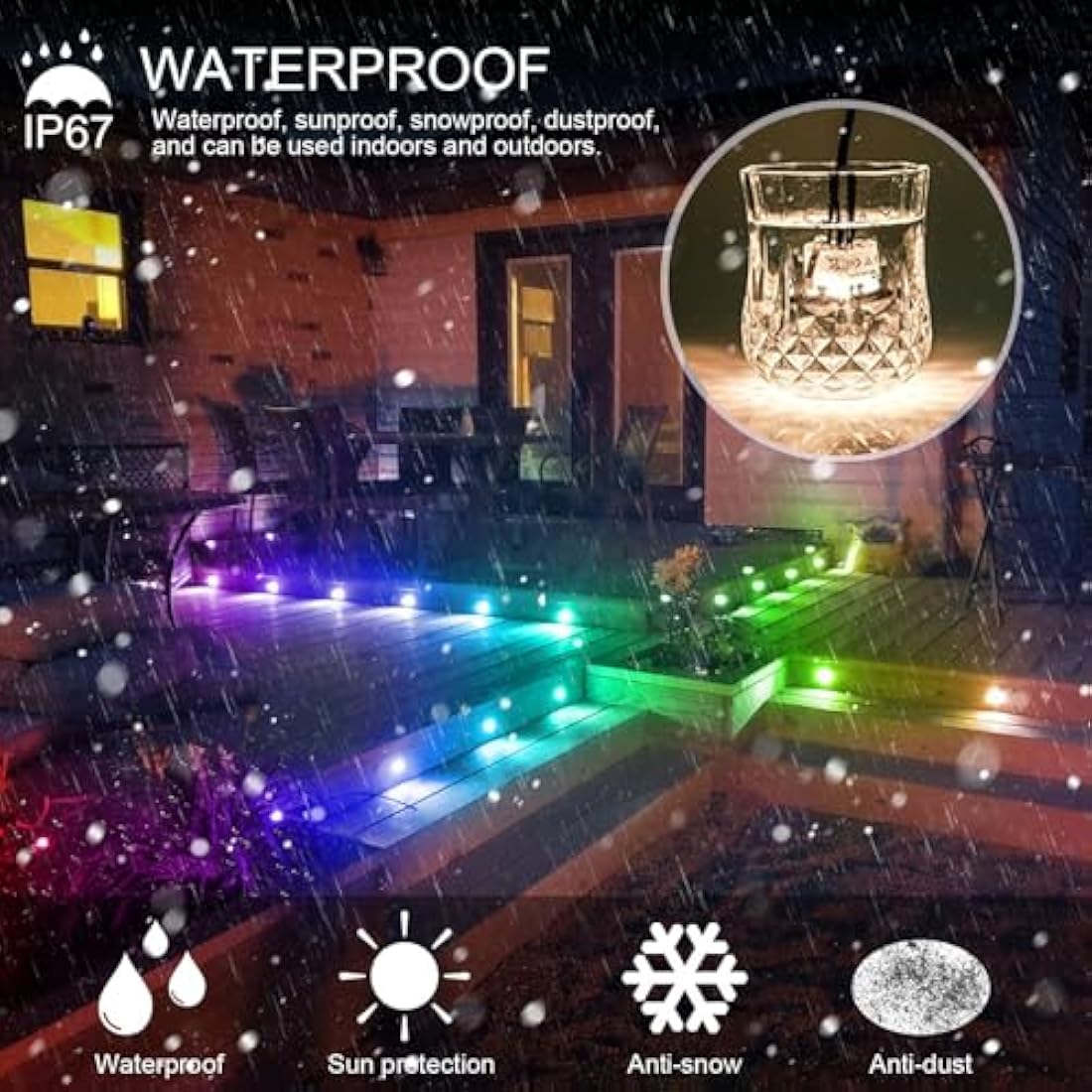 Jolof Store Smart RGBW LED Deck Lights – IP67 Waterproof 20-Pack