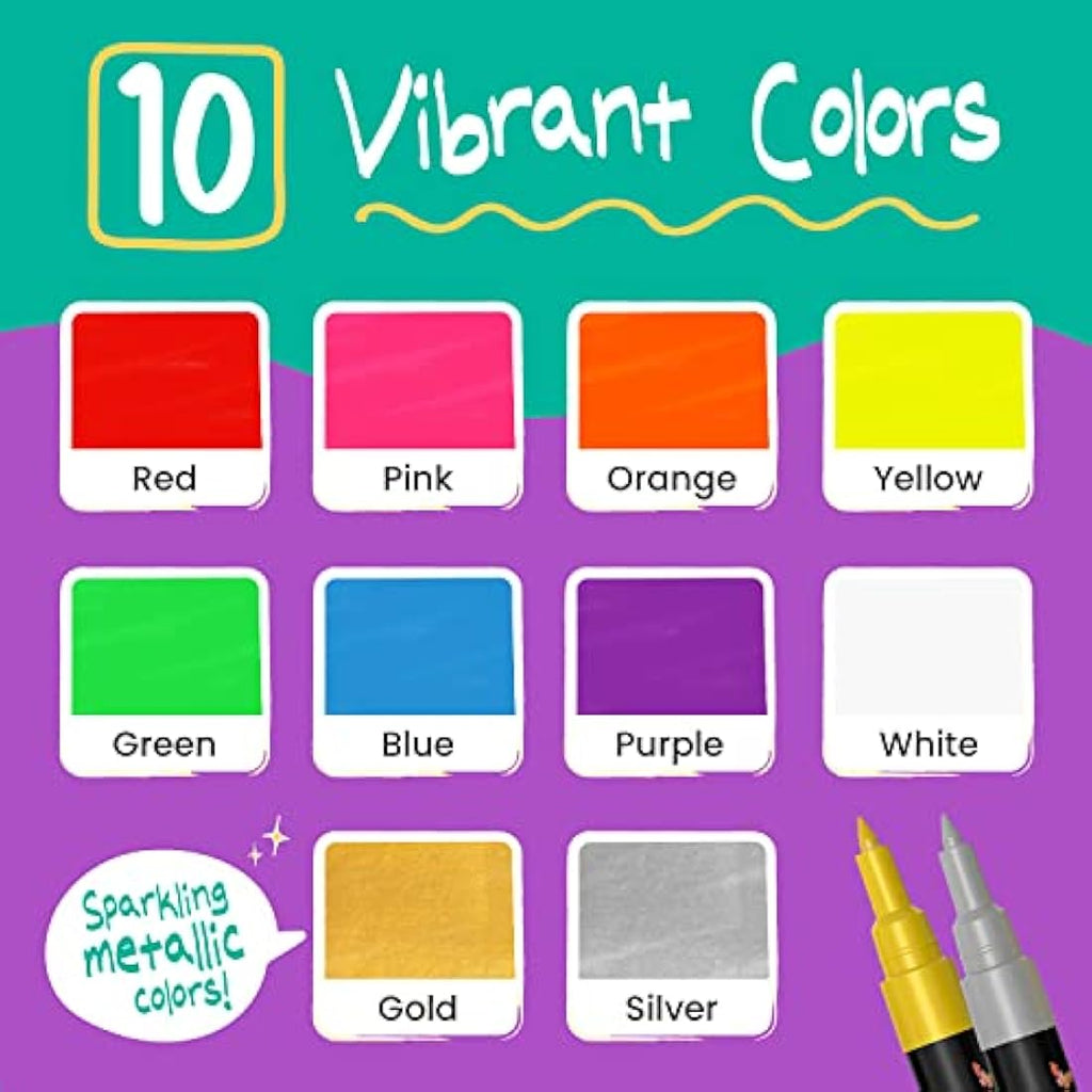 Jolof Store Liquid Chalk Markers - 10 Pack Extra Fine 1mm Tip Pens