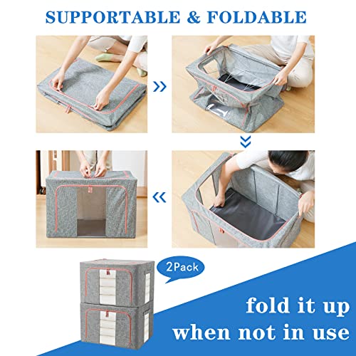 FUSACONY Foldable Closet Organizers | 100L Oxford Cloth Storage Bins, 2 Pack