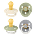 BIBS Colour Pacifiers | Natural Rubber Latex Dummies, 0-6m, 4-Pack
