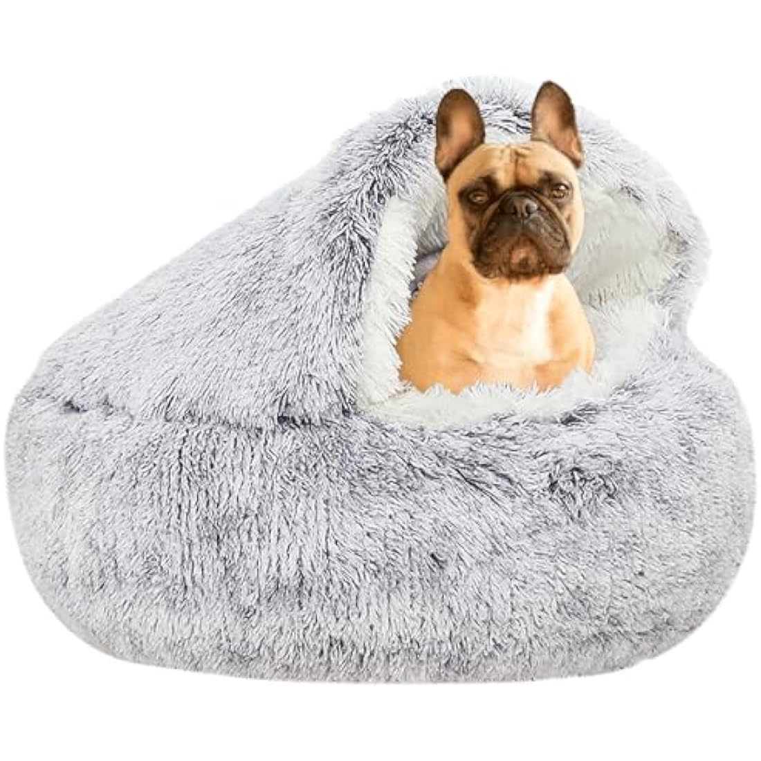 Jolof Store Calming Hooded Dog Bed – Plush Anti-Anxiety Burrowing Nest