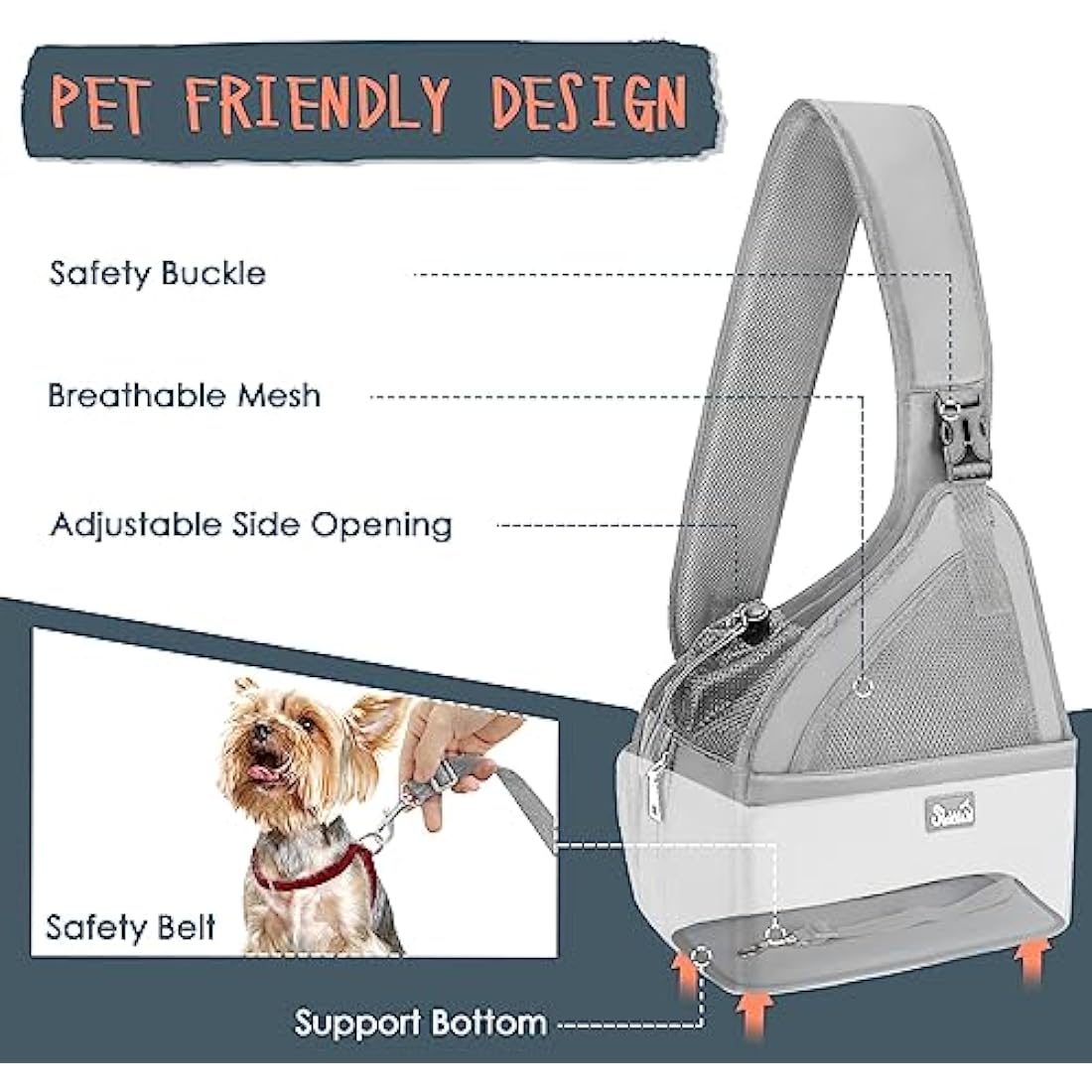 Eyein Pet Sling Carrier – Small Dog & Cat Travel Bag with Hard Bottom