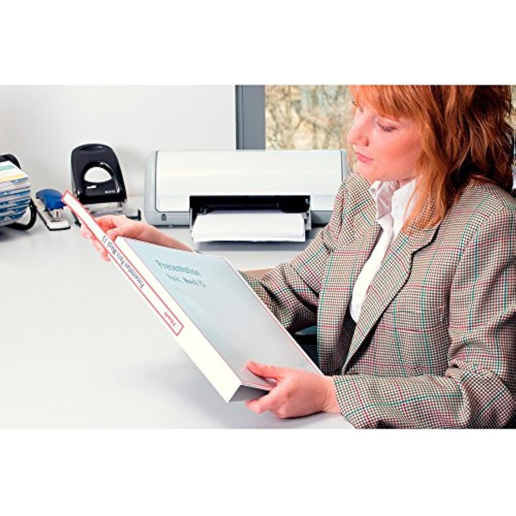 Esselte A4 Presentation Binder | White 4-D Ring Leather Style Cover