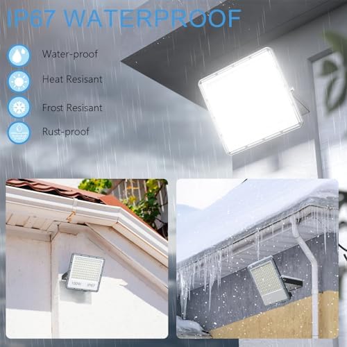 YIQIBRO 100W LED Security Floodlight | 10000LM IP67 Waterproof - 2 Pack