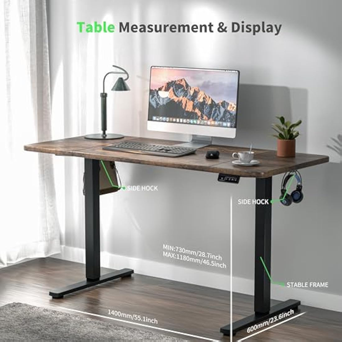 ERGOMAKER Electric Standing Desk – 140x60cm Height Adjustable Desk