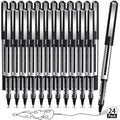 AKARUED 24 Pack Black Rollerball Pens | 0.5mm Quick-Drying Liquid Ink
