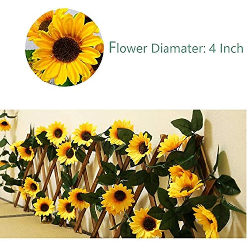 2 Pack Artificial Sunflower Garlands | Silk Floral Vine Decor