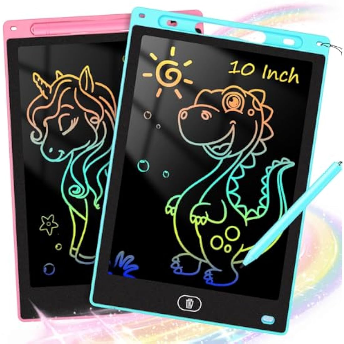 KTEBO 2-Pack 10 Inch LCD Writing Tablet for Kids - Pink & Blue Doodle Board
