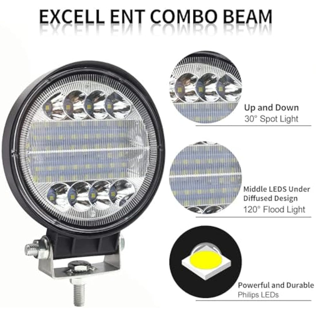 72W LED Work Lights – 2PCS Spot Flood Combo Off Road Fog Lights