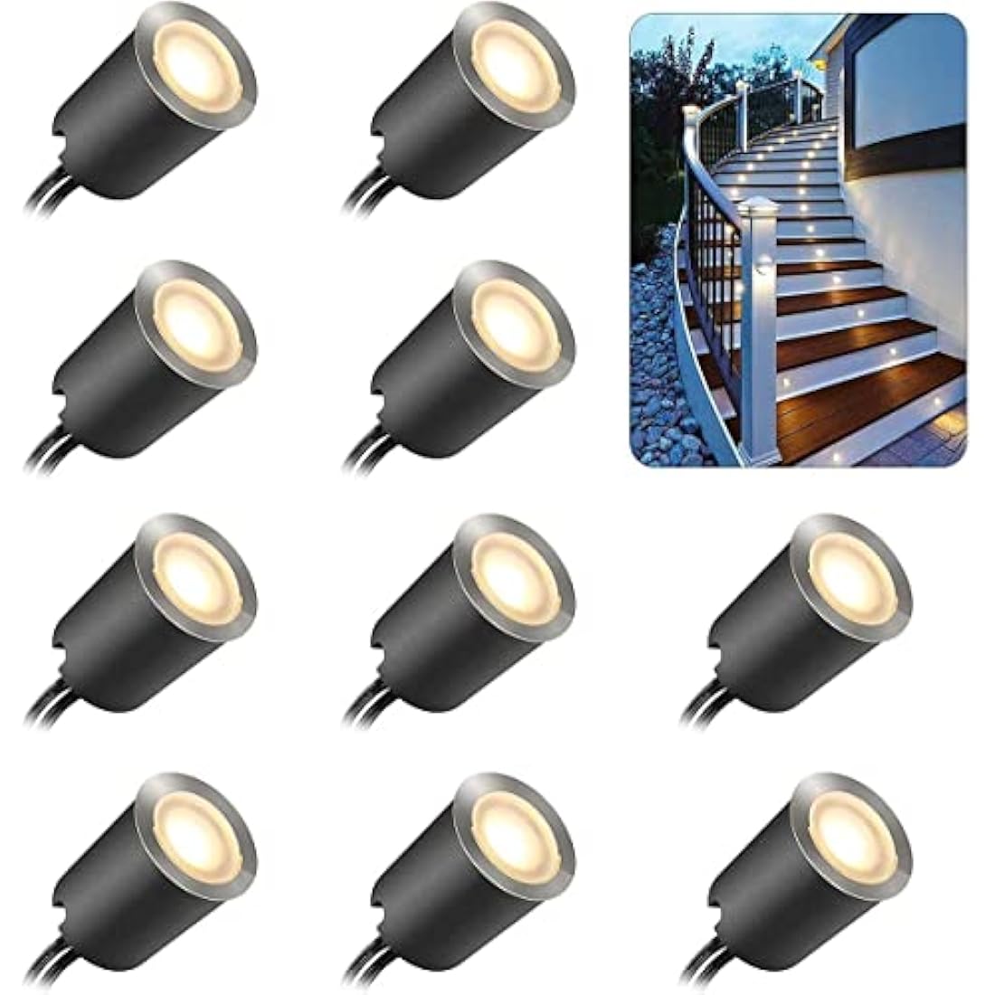 SMY Lighting 10-Pack LED Deck Lights – IP67 Waterproof Warm White 12V