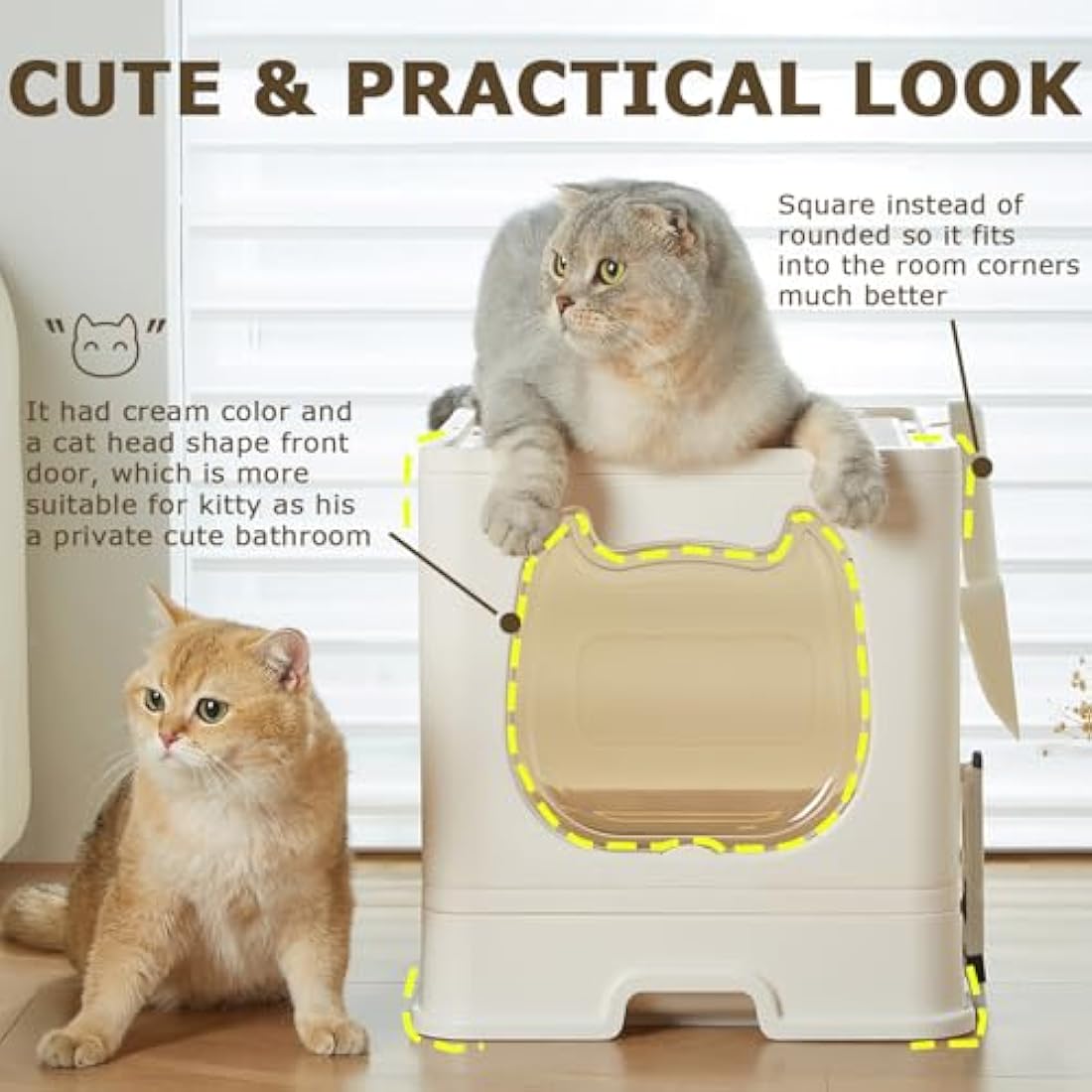 Pawsayes Cat Litter Box – Foldable Top Entry Tray with Drawer and Scoop