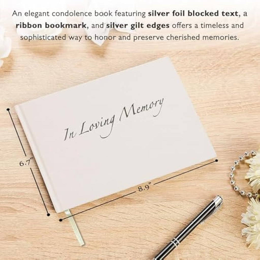 Memorial Guest Book – White Hardcover Condolence Book