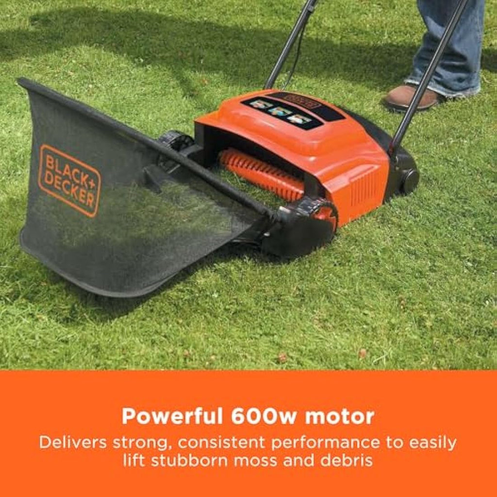 BLACK+DECKER 600W Electric Lawn Raker & Scarifier - 30cm Width