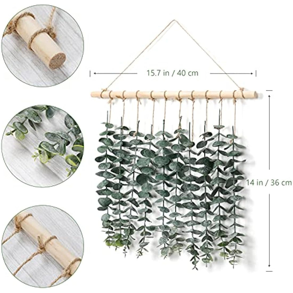 Weldomcor Artificial Eucalyptus Wall Hanging Decor | Boho Farmhouse Greenery