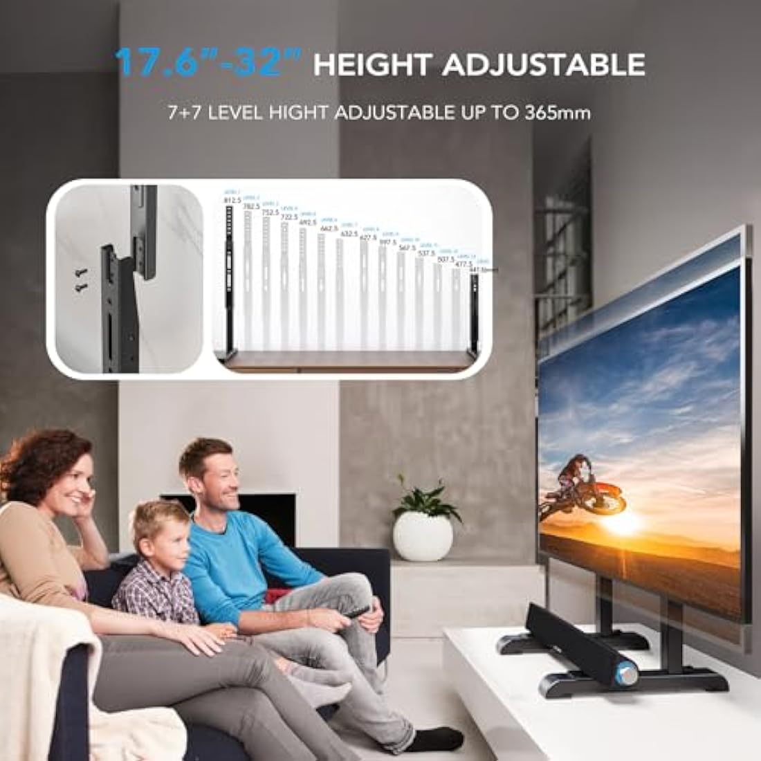 Universal TV Stand – Height Adjustable Tabletop Base for 24-80"