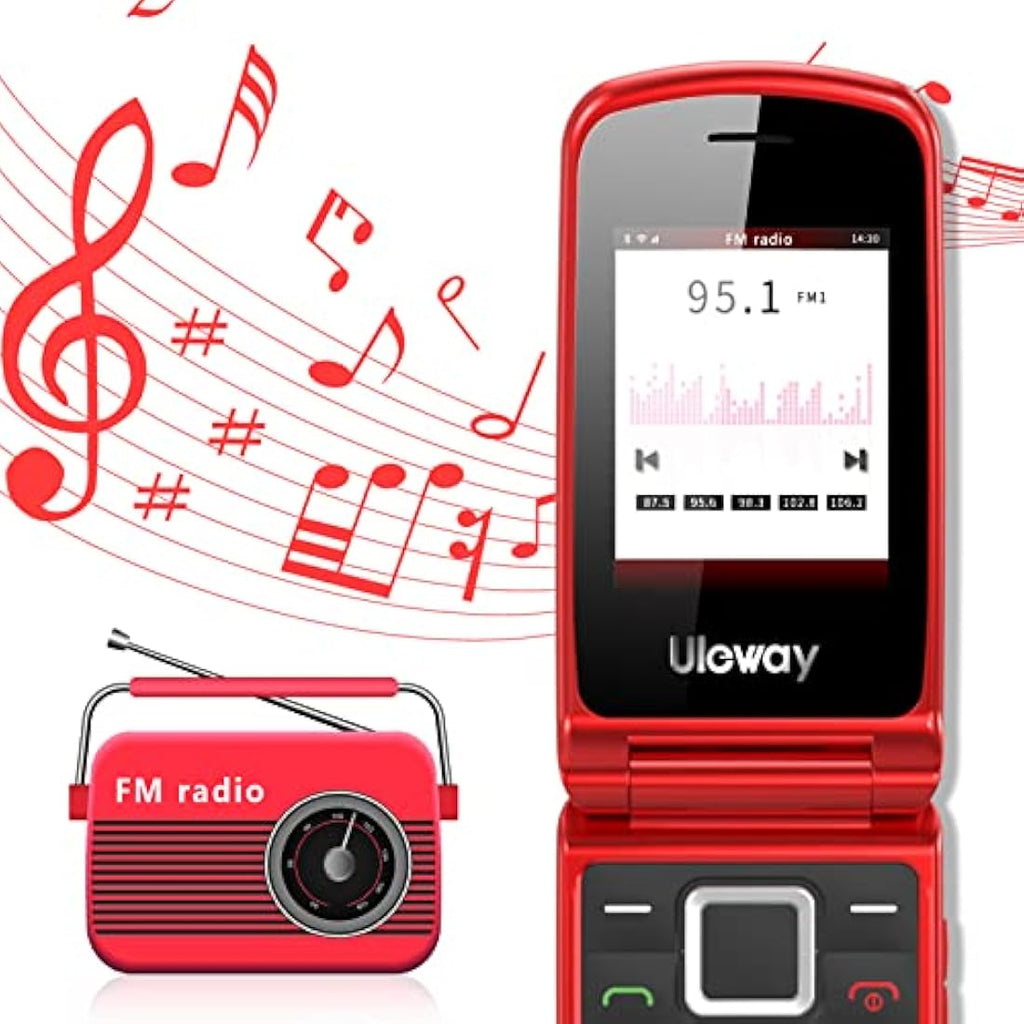 Jolof Store G380D Senior Flip Phone – Big Button Unlocked GSM Mobile (Red)