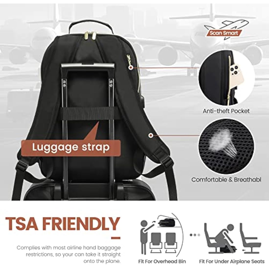 LOVEVOOK Laptop Backpack for Women | 15.6 Inch Waterproof Travel Bag