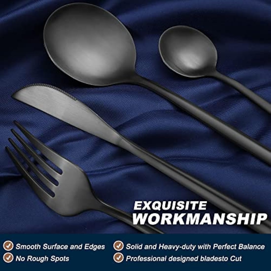 Bestdin Matte Black Cutlery Set | 32-Piece Stainless Steel Service for 8