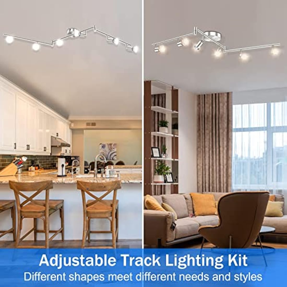HURYEE 6-Light Track Lighting Kit | Brushed Nickel Ceiling Spotlight