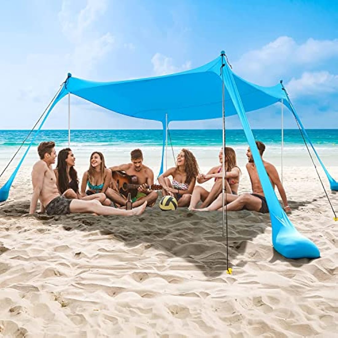 COMMOUDS Beach Tent Sun Shelter | UPF50+ Portable Canopy with 4 Poles