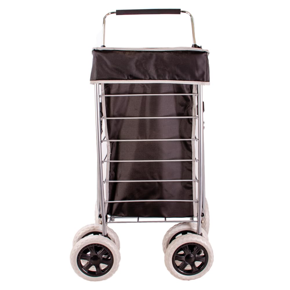 6 Wheel Swivel Shopping Trolley | Adjustable Handle - Black