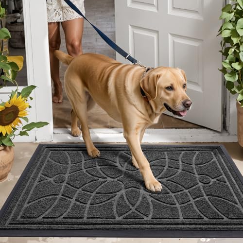DEXI Non-Slip Dirt Trapper Door Mat - Grey Indoor Outdoor 60x120cm