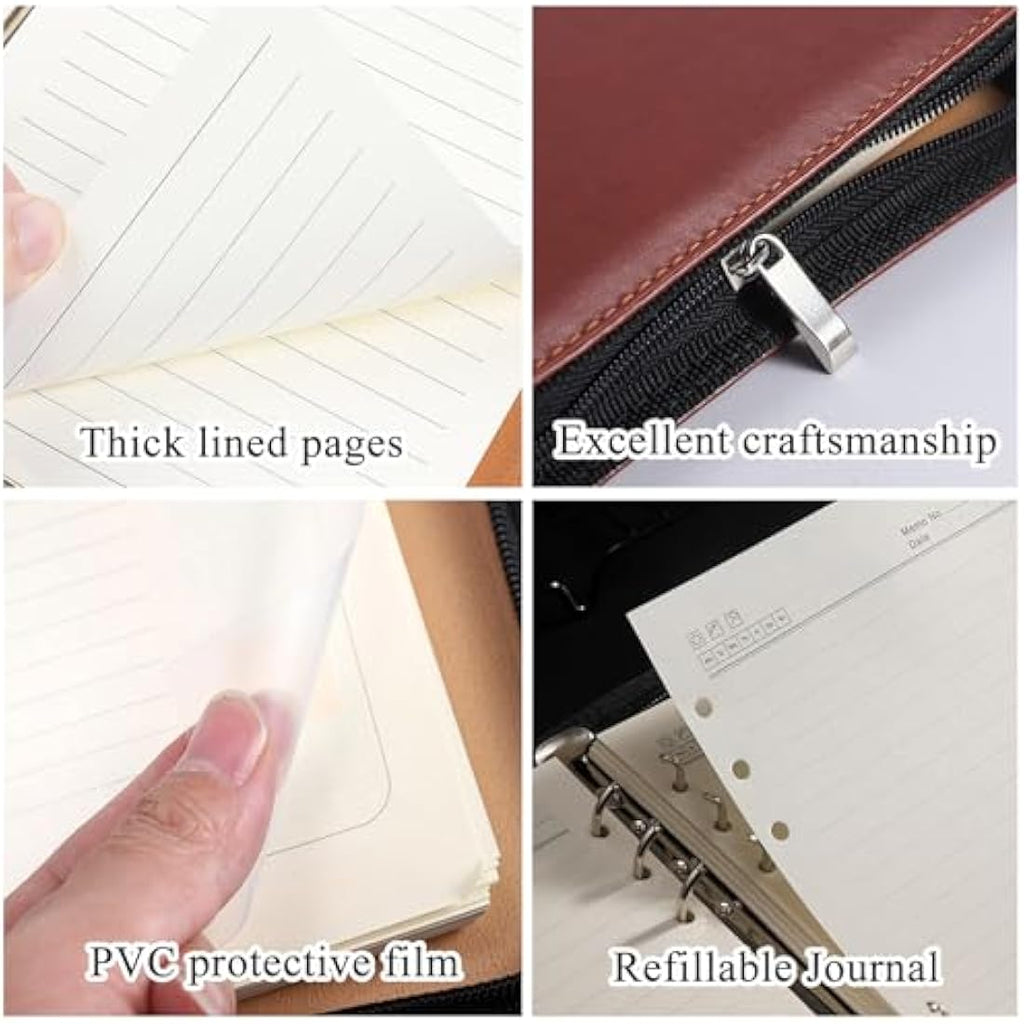 KXF A5 PU Leather Zipped Conference Folder | Refillable Ring Binder Padfolio