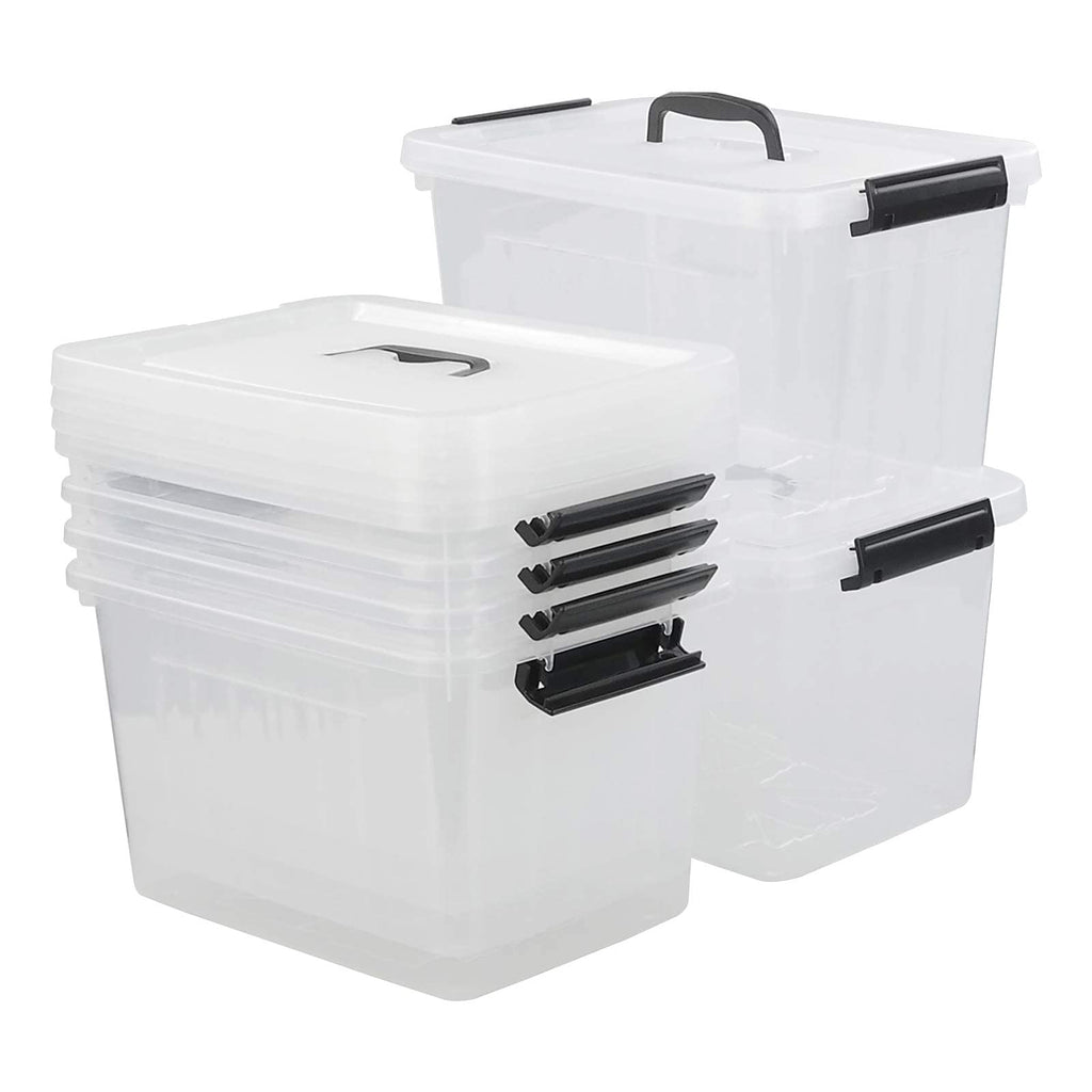 Nesmilers 6-Pack 12L Plastic Storage Bins | Clear Stackable Containers