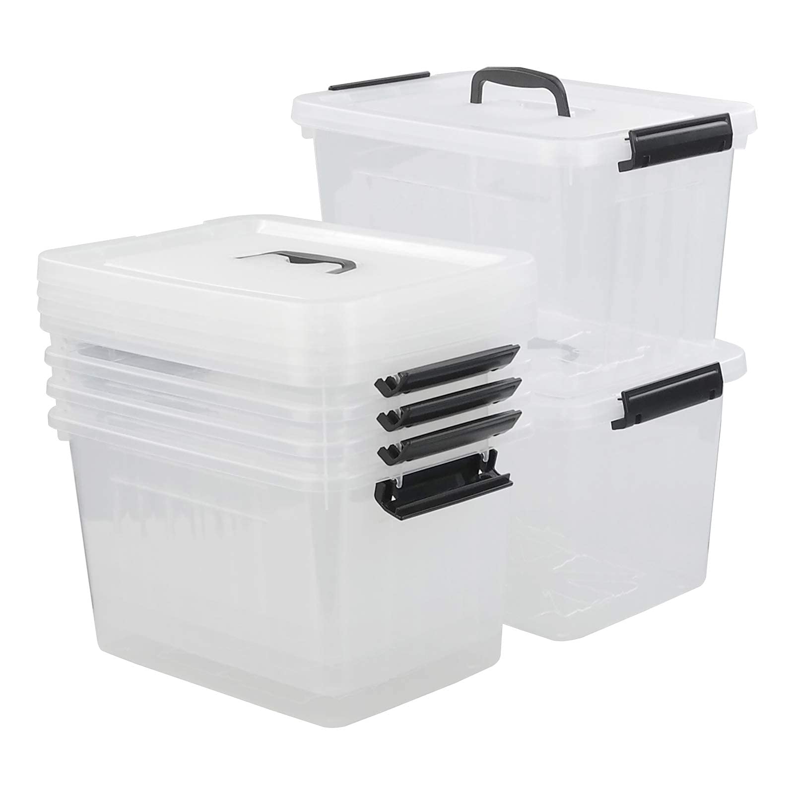 Nesmilers 6-Pack 12L Plastic Storage Bins | Clear Stackable Containers