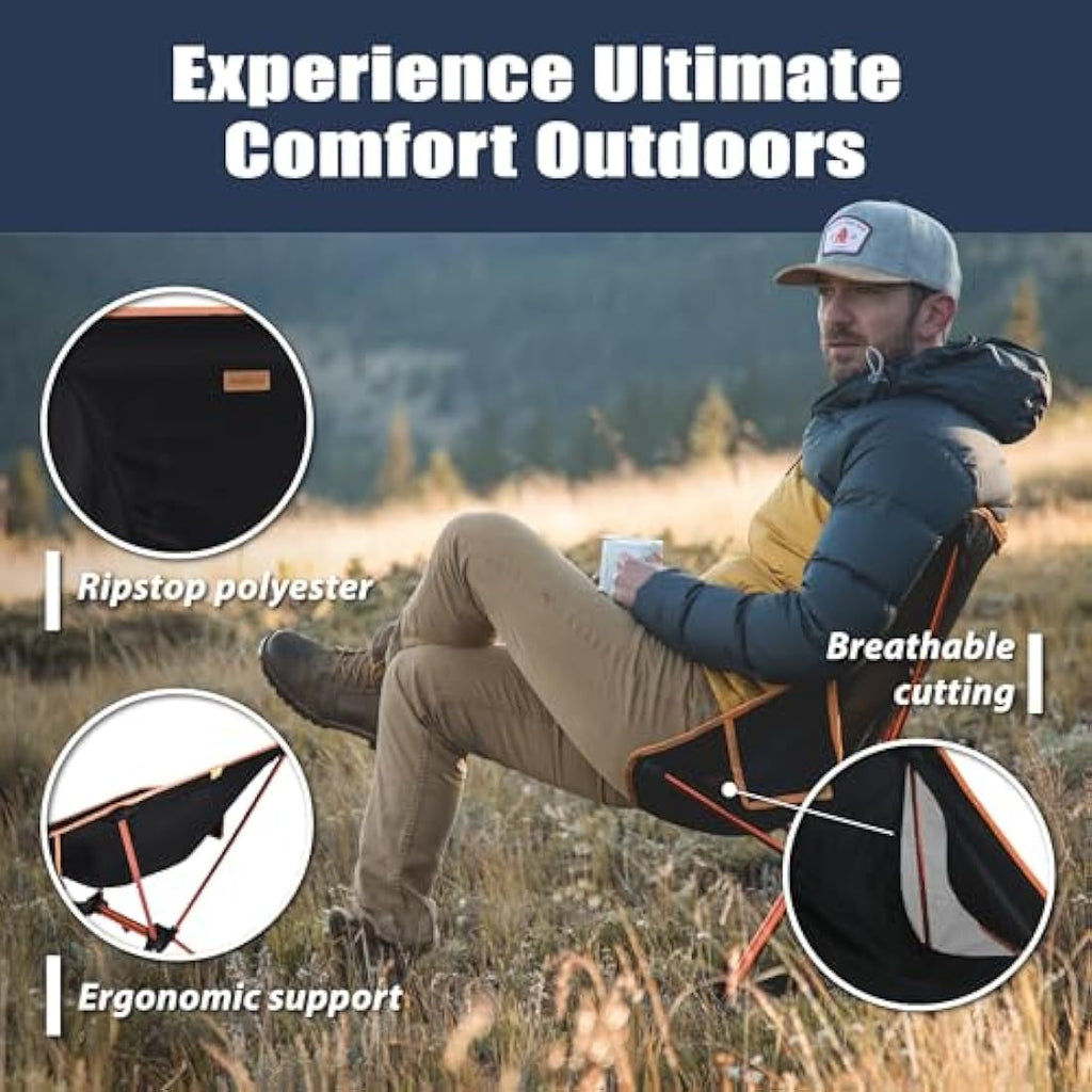Trekology Yizi Go Lightweight Camping Chair | Foldable Aluminum - Black