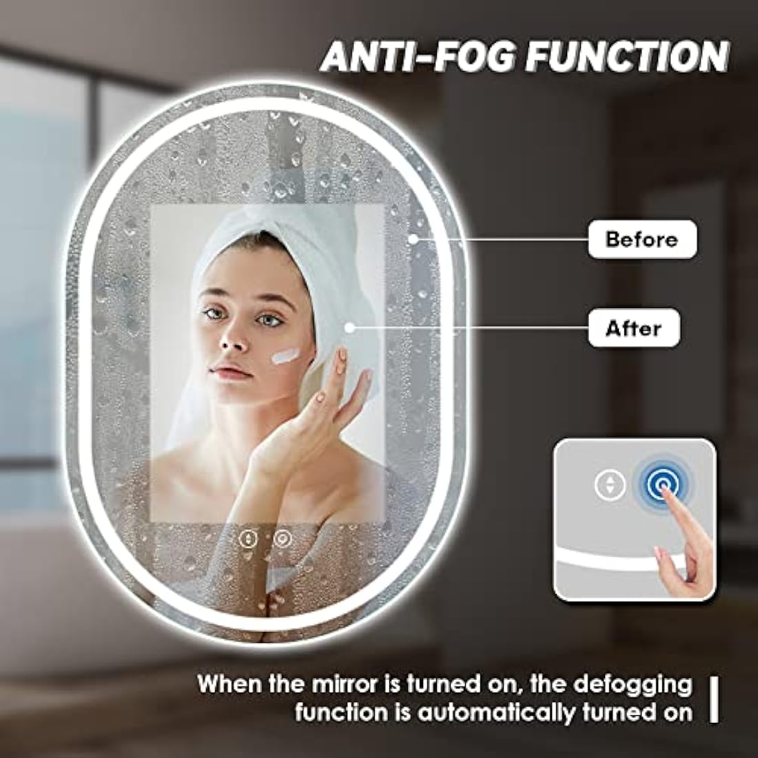 Dripex 50x70cm Oval LED Bathroom Mirror | Anti-Fog Dimmable Vanity Light