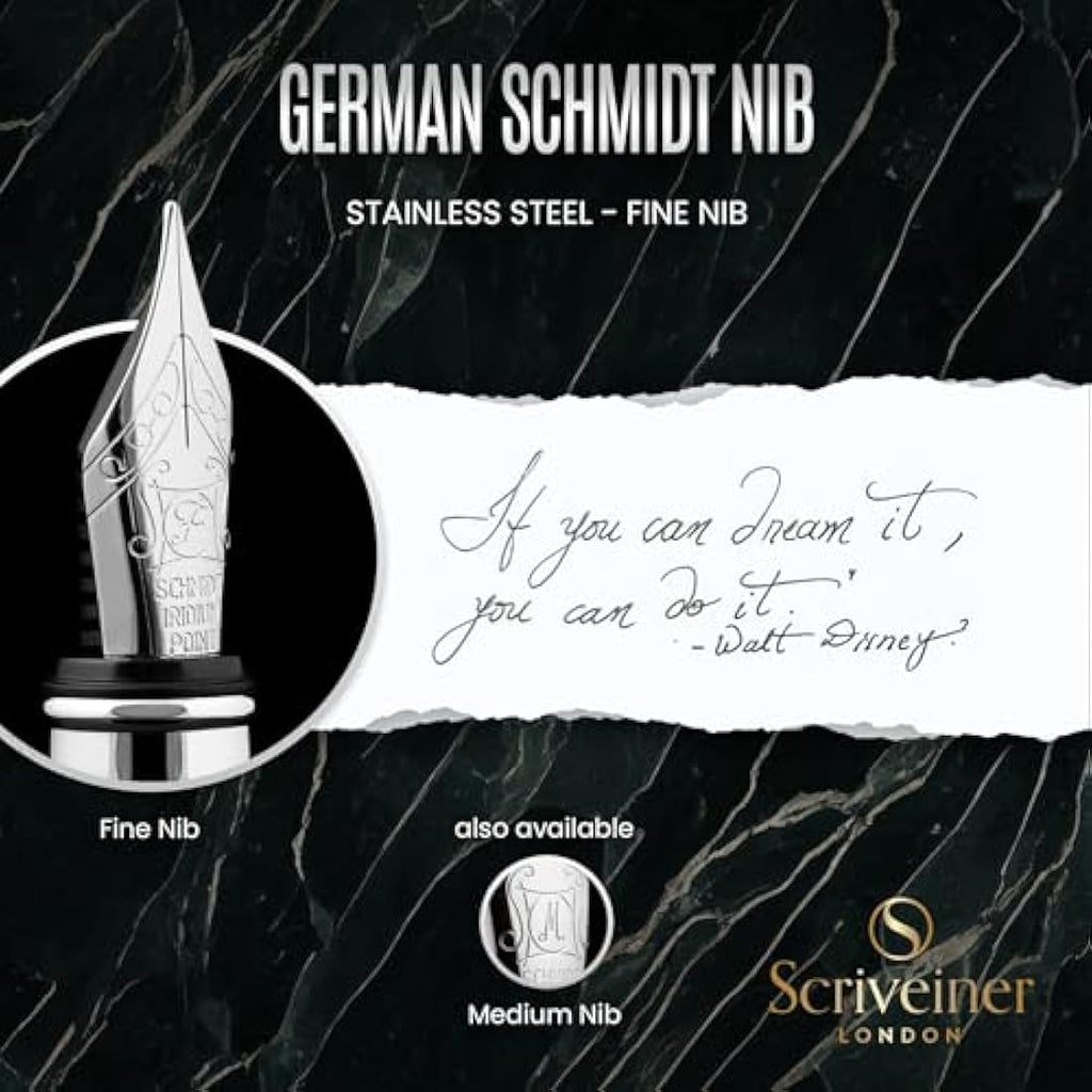 Luxury Fountain Pen – Black Green with Fine Schmidt Nib