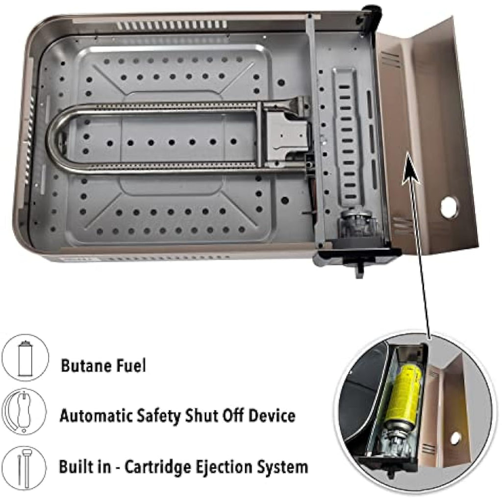 NJ Portable Gas BBQ Grill – 2.2kW Tabletop Camping Stove with Lid