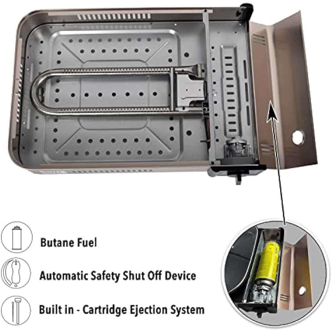 NJ Portable Gas BBQ Grill – 2.2kW Tabletop Camping Stove with Lid