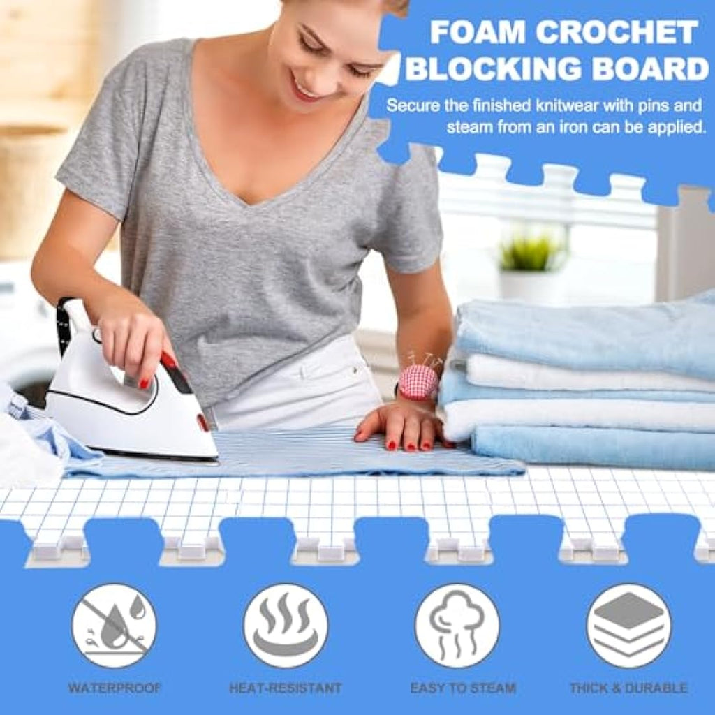 Aeelike Blocking Mats for Knitting & Crochet - 9 Pack Foam Board with Grid