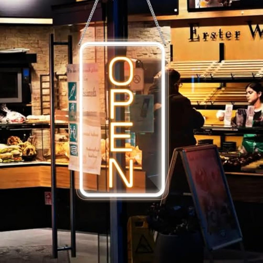 LED Neon Open Sign – Ultra Bright White & Yellow 22.8x11.8"