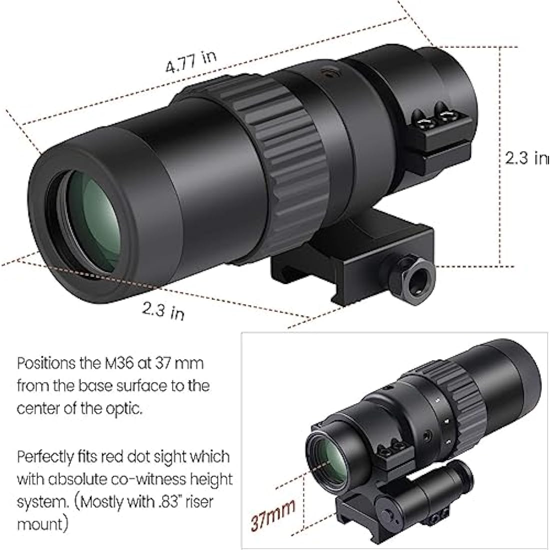 Feyachi M36 1.5X-5X Red Dot Sight Magnifier with Flip-to-Side Mount