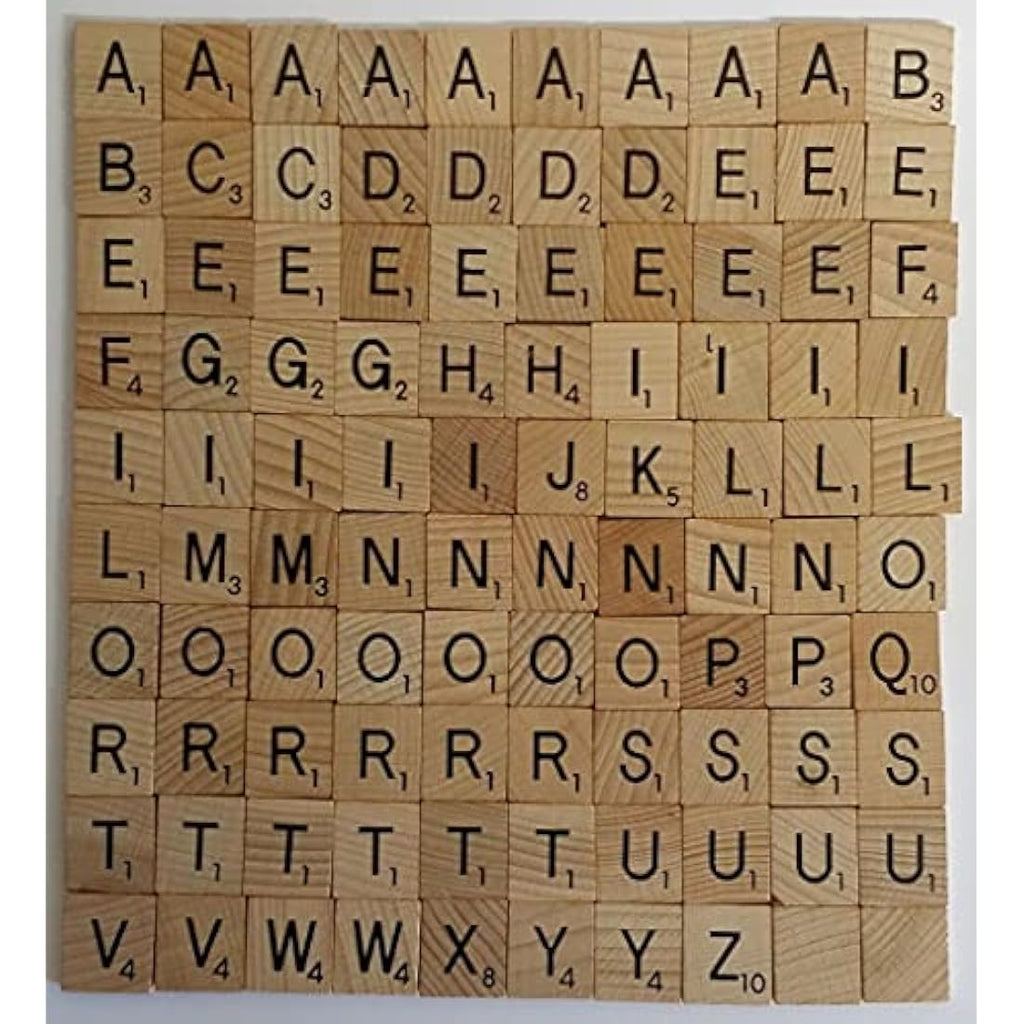 Wooden Scrabble Tiles by  – 100 Black Alphabet Letters