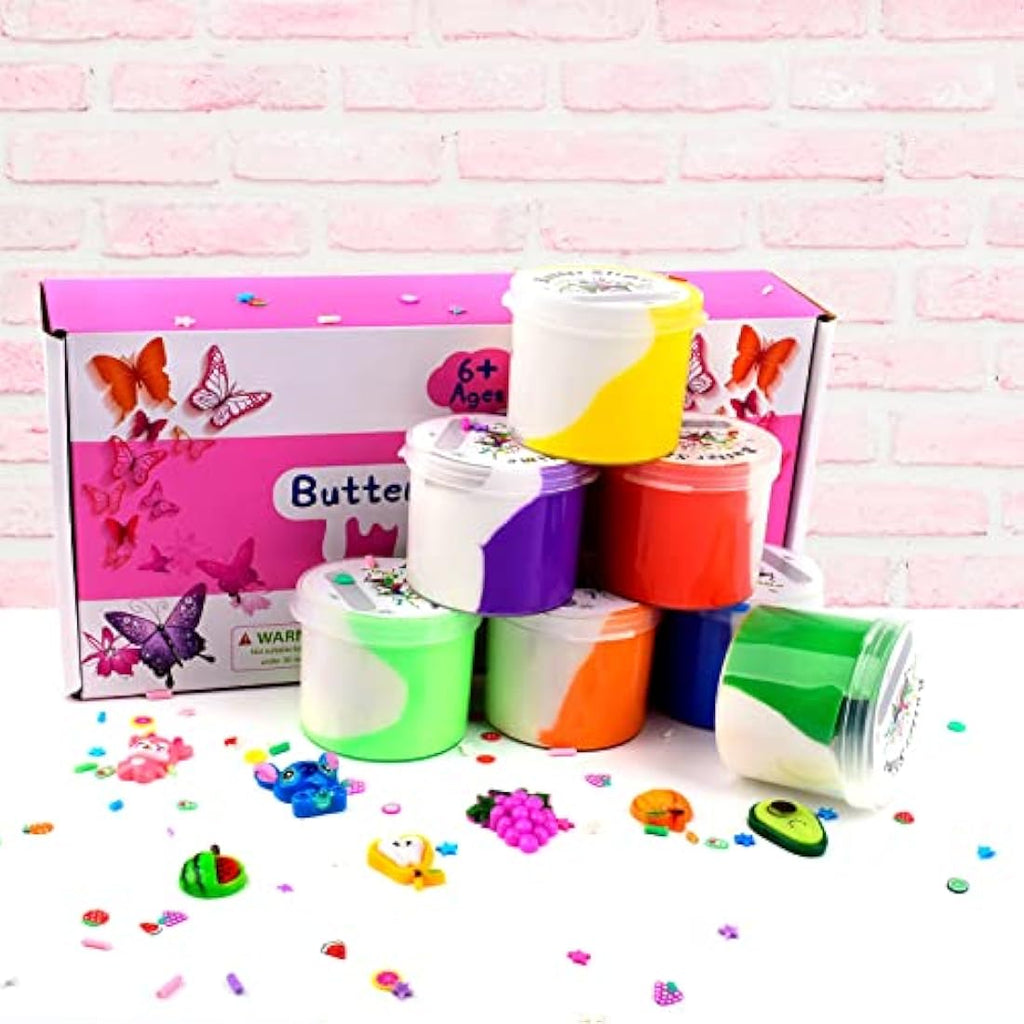 Jolof Store 7-Pack Rainbow Butter Slime Kit | Scented Sensory Toy