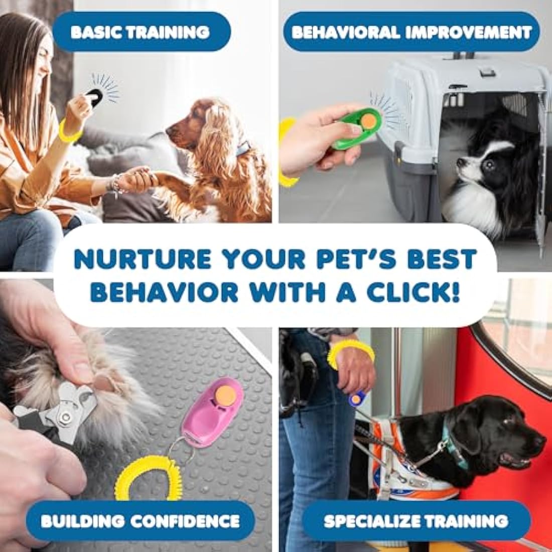 Jolof Store Dog Training Clickers with Wrist Bands - 7 Pack Set