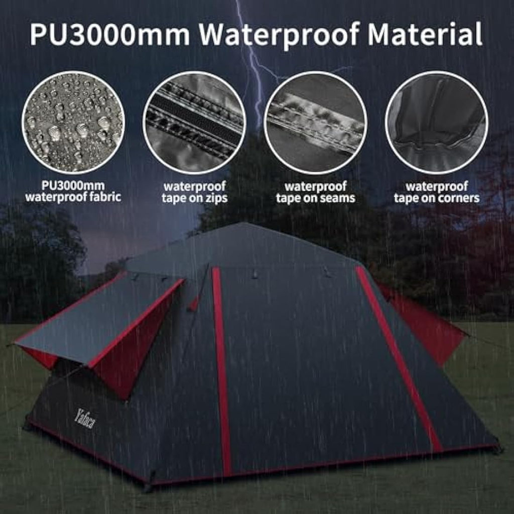 Yafaca 3-Person Pop Up Camping Tent – Waterproof Automatic Dome Shelter