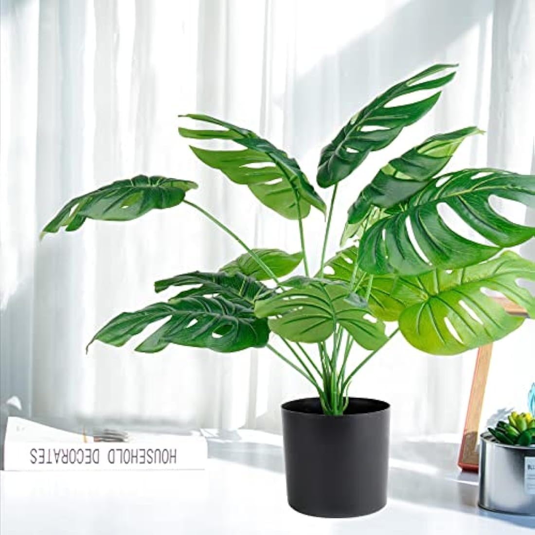 Hacaroa 23.5" Artificial Monstera Deliciosa Plant in Pot – Faux Tropical Tree